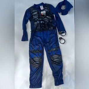 Ikali Blue & Black Policeman Costume Tactical Design w/hat & cuffs/key